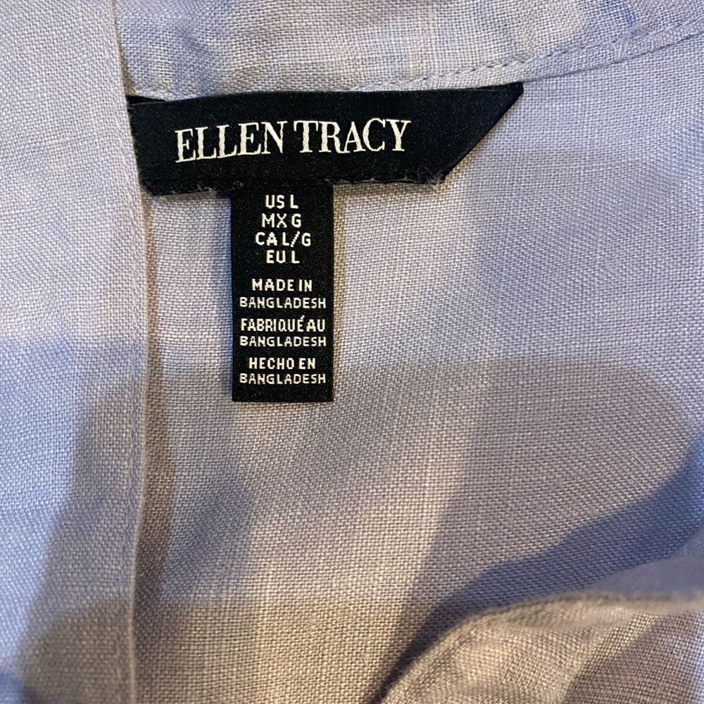 Ellen Tracy Linen Light Blue Tunic Top - Picture 3 of 6